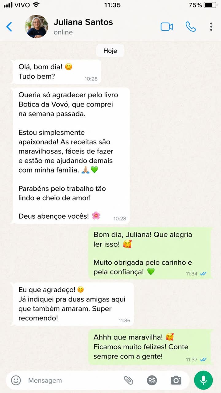 Mensagem de Juliana Santos: Simplesmente apaixonada. Ja indiquei pra duas amigas que tambem amaram