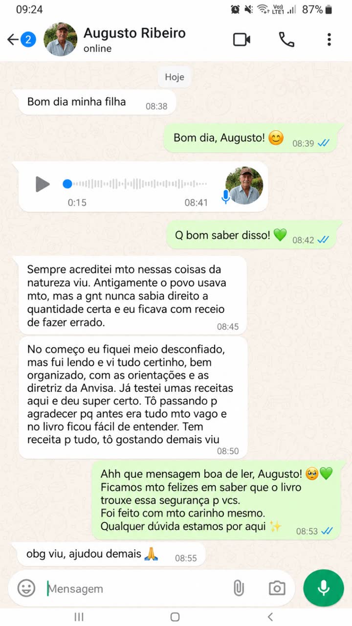 Mensagem de Augusto Ribeiro: Vi as diretrizes da Anvisa e tudo certinho. Testei umas receitas e deu super certo