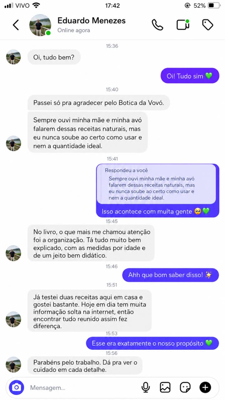 Mensagem de Eduardo Menezes: O que mais me chamou atencao foi a organizacao. Tudo muito bem explicado, didatico