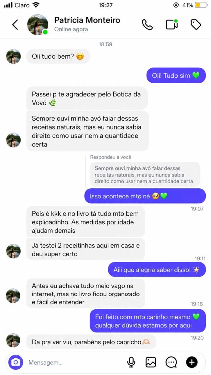 Mensagem de Patricia Monteiro: Nunca sabia direito como usar nem a quantidade. No livro ta tudo bem explicadinho